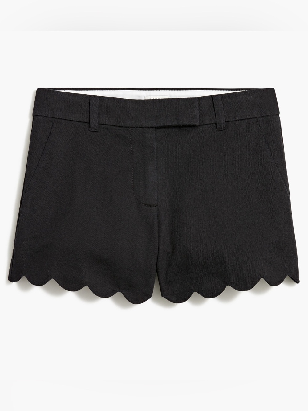 J. Crew 3" Black Scallop-Hem Linen Shorts (0)